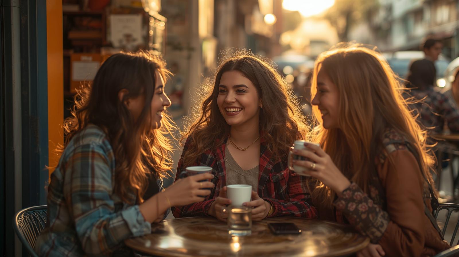 Female travelers connecting in Barranco